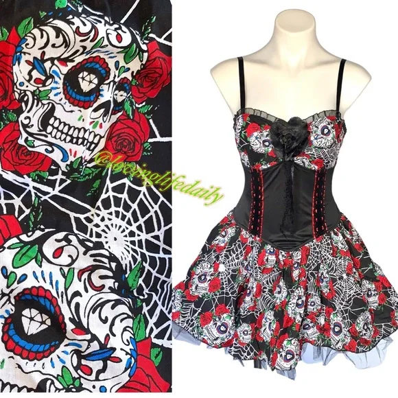 women's disney dress Disney Dress Shop Minnie Mouse Rock The Dots Dress for Women (Small) Black  at Amazon Women's Clothing store